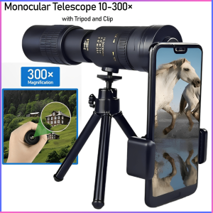 FAST SHIPPING TacRight Teropong Hp Jarak Jauh Monocular 10-300x Super Zoom dengan Tripod dan Clip