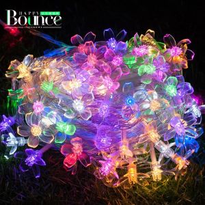 Leading solar lights string colorful lights flash lights string lights outdoor star lights decorated courtyard balcony garden Led small flashing Lights String Lights Star Lights decorate the bedroom outdoor household flashing Cherry blossom lamp