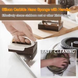 Practical Handle Scouring Pad Magic Sponge Pot Cleaner Effortless Stain Removal Hand Safe Kitchen Cleaning Tool