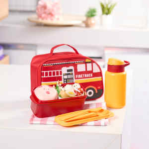 Set Tas Bekal FIRE TRUCK / CAR SERIES LUNCH BAG - Nico Shopping