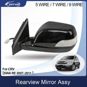 For CRV Outer Rearview Side Mirror Mirror Assy For HONDA CRV SWA 2007 2011RE1 RE2 RE4 5/7/9WIRE Auto Folding Heated LED lamp