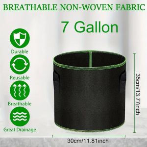 7 Gallon Big Plant Flower Grow Bags Pot Home Garden Potato Strawberry Fabric Vegetable Gardening Growing Pots Planters
