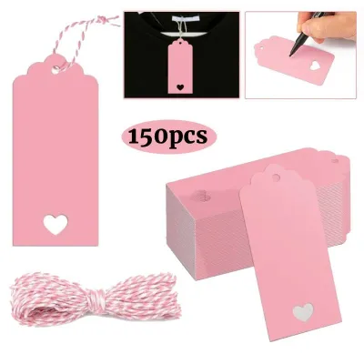 50/150PCS Kraft Paper Blank Hang Tag with String Diy Personalized Tags for Clothing Gift Decoration