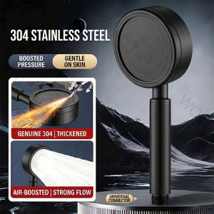 Handheld Shower Head High Pressure 304 Stainless Steel Anti-Clog Built-In Filter Standard Half Inch Fits HDB Matte Black
