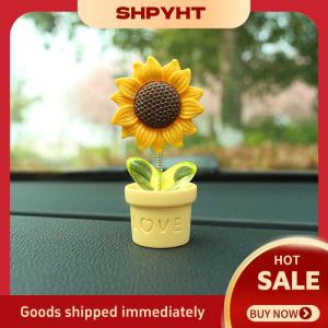 SHPYHT 1PC dễ thương xe trung tâm giao diện điều khiển trang trí mô phỏng Chậu hướng dương Bàn đồ trang trí đong đưa Chậu hướng dương Phụ Kiện Xe Hơi