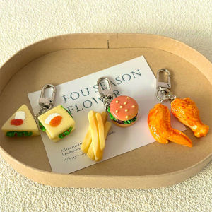 Hmeme Dễ thương Sandwich cánh gà chân gà khoai tây chiên Burger Mặt dây chuyền keychain sáng tạo mô phỏng thực phẩm Keychain Túi Mặt dây chuyền