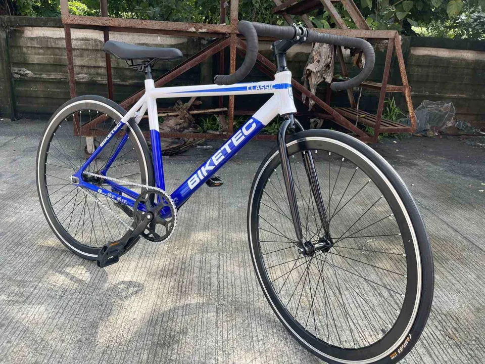Bicycle Frame Light Blue Fixie Commuter Bike 56cm Fixie Bike Blue/White Single Speed Fixed Gear Track Bike  – 56cm Frame – Fixed