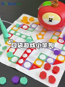 CuddleCove 3in1 Apple Shaped Board Game Set Tic Tac Toe Magnetic Fishing Toy for Kids Indoor Tabletop Game