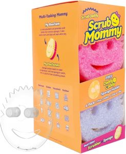 Scrub Daddy 6 Scrub Mommy Kitchen Sponges & 1 Daddy Caddy Sponge Holder - Scratch-Free for Dishes & Multipurpose Cleaning - BPA Free & Made with Polymer Foam - Stain & Odor Resistant