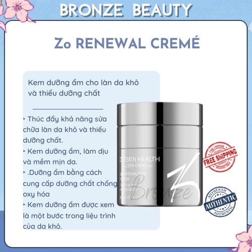 Kem dưỡng ẩm Zo RENEWAL CREMÉ giúp thúc đẩy khả năng sửa ᴄhữa làn da khô và thiếu dưỡng chất