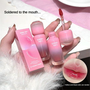 JIANGZHIB Sensory Party กระจกเคลือบริมฝีปาก ให้ความชุ่มชื้นโดยไม่ต้องจับถ้วยสีขาวและสีง่ายเคลือบริมฝีปาก