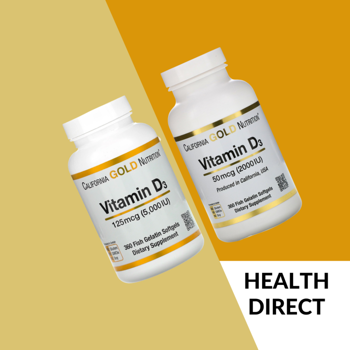 California Gold Nutrition Vitamin D3 2000 IU (50 mcg) / 5000 IU (125 ...
