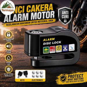 Termaya Motorcycle Alarm Disc Lock 110dB Anti Theft Safety Motorcycle Scooter Bike Wheel Keyless Waterproof Security