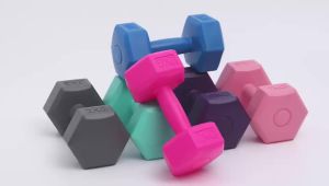 LZD  Household Hexagonal Plastic Dipping Dumbbell Womens Mens Fitness Cast Iron kg10 Building up Arm Muscles kg