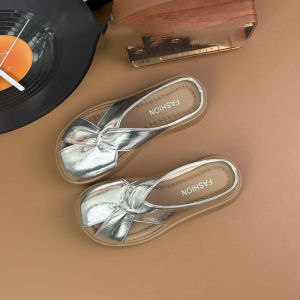 Free Shipping New Summer Collection: Thick-Soled Closed-Toe Sandals For Women Featuring A Bow Design Soft Soles And Non-Slip Features Making Them Fashionable And Versatile For Outdoor Wear
