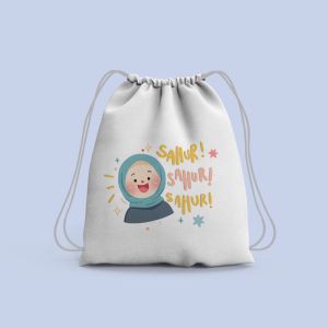 Tas Serut atau String Bag dan Tote Bag Kanvas Bergambar dan Tulisan Ramadhan Hampers // Eid Mubarak // Kpop//Lebaran Edition