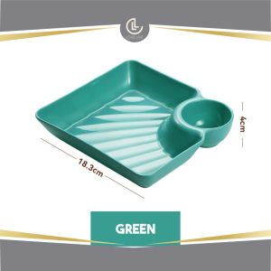 LL Plastic Snack Plate with Sauce Compartment Serving Tray For Party Dessert Snack French Fried Chicken Snek Keropok 小吃盘