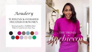 High Neck Womens Batwing Long Sleeve Autumn Ribbed Knit Pullover Casual Sweater Waist-Cinching Top