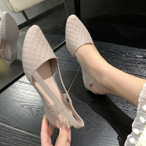 Free Shipping New Summer Outdoor Sandals Fashionable And Casual Solid Color Pointed Toe With A Back Strap Low-Heeled Flat WomenS Shoes