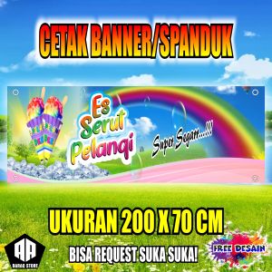 Cetak Banner Cetak Spanduk Es Serut Pelangi Ukuran 200x70 CM BISA REQUEST