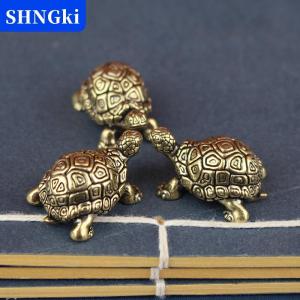 SHNGki Đồng nguyên chất bức tượng Rùa đồng cổ điển rùa bức tượng Máy tính để bàn phong thủy trang trí thu nhỏ đồ cổ trà Pet hàng thủ công Quà Tặng