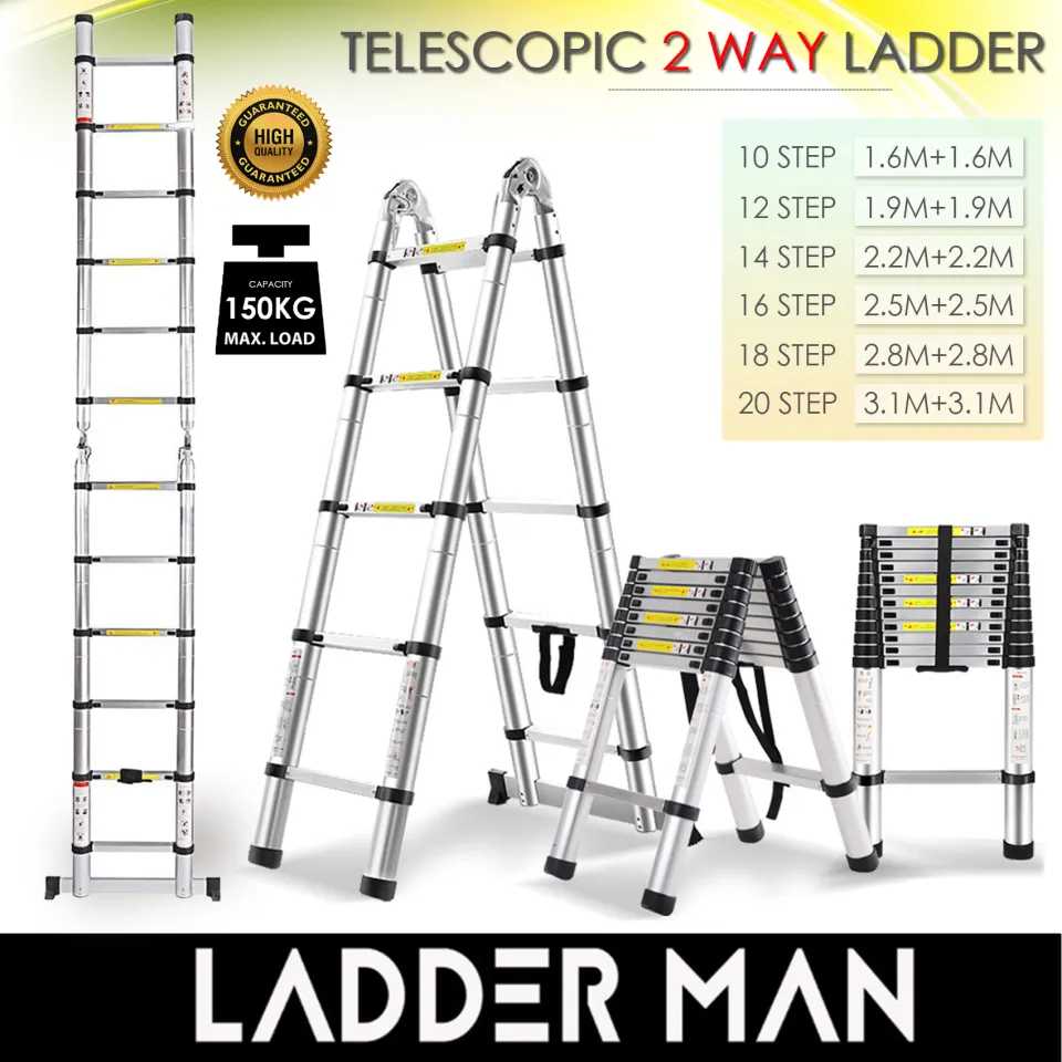 Double sided deals telescopic ladder