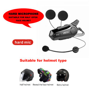 E1 Motorcycle Helmet Bluetooth 5.0 Intercom Headset 1000M Waterproof Wireless Handsfree Call Mic Interphone Headphone for 2 Riders Intercommunication