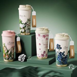 MECOME 520มล. ถ้วยกาแฟเคลือบเซรามิก SUS316 สแตนเลส ฉนวนหรือการระบายความร้อน ถ้วยเก็บความร้อน แบบพกพา รักษาทั้งความร้อนและความเย็น ถ้วยสุญญากาศ