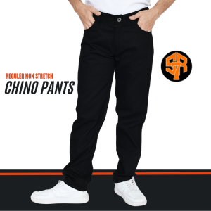 SRSEVEN7 Celana Panjang Pria Reguler Non-Stretch Big Size Black