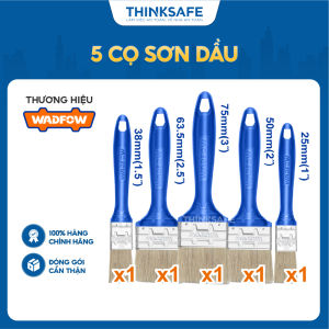 Bộ 5 cọ sơn dầu Wadfow WPB1952 đa năng nhiều kích thước từ 1-3 inch tay cầm nhựa dùng sơn dầu vẽ màu nước - Thinksafe