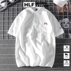 Áo polo thun cổ trụ thêu hình thêu cầu vồng cực đẹp áo thun size có cổ HLFashion