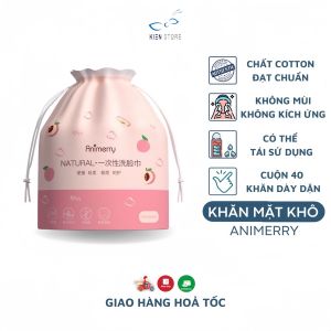 Khăn lau mặt khô đa năng Animerry dùng 1 lần chính hãng - Tiện dụng an toàn siêu mềm mại 40 miế