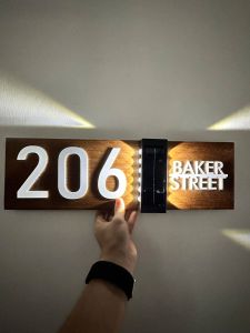Personalized Solar House number Outdoor 2 Side LED illuminated Door Sign Family Name Address Plaque With Solar Lights Outdoor