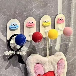 2psc Bathroom Adhesive Wall Hook Punch-Free Creative Room Door Coat Hook Cartoon Hook Home Storage