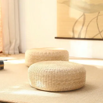 Moon Rodeo Rattan Floor Pillow Japanese Style Seating Cushion Home Decor Reading Handcrafted Rustic Woven Futon Seat Cushion for Bedroom Balcony Floor