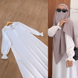 Gamis Abaya Polos Daily Lubna Gamis Katun Linen Polo Zipper Depan Busui Lengan Model Karet Smok Kantung Saku Premium Ukuran M L XL XXL XXXL Jumbo Bisa Untuk Seragam Dress Pesta Harian Couple Ibu Anak Terbaru Lebaran 2024 Terkinin Kekinian