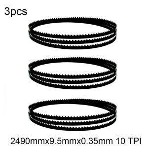 2490mm Bandsaw Blades 2490mmx9.5mmx0.35mm 10 TPI for Metabo Makit Dewalt Wood Cutting 3pcs