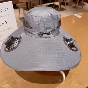 Fisherman Solar Double Cap with Fan Cool Double Summer New Sun Shade Cap with Fan Travel Hat
