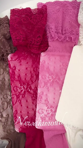 Elastic Nylon Thigh High Socks Vintage Floral Lace Fishnet Design Over Knee Stockings For Women Daily and Party Hosiery