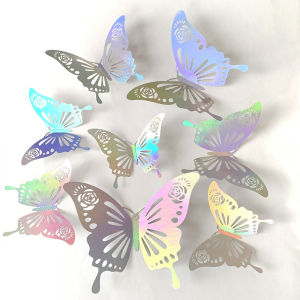 12Pcs 3D Hollow Butterfly Wall Sticker For Home Decoration DIY Wall Stickers For Kids Rooms Party Wedding Decor Butterfly Fridge
