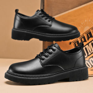 Trendy Mens Leather Casual Shoes Black Laces Mens Business Office Shoes Lightweight Soft Leather sole Mens Dress Formal shoes Party Ceremony Shoes