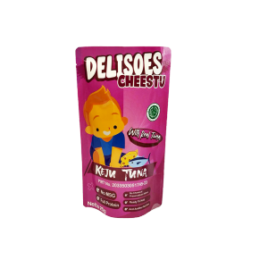 Delisoes Cemilan Bayi Mpasi 8 Bulan Varian Keju Tuna - Snack Puffs Kemasan Pouch & Toples