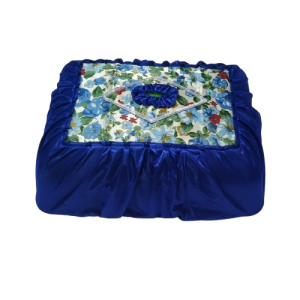 Sarung Tudung Saji Kotak Motif Cassanova Bunga Warna Biru