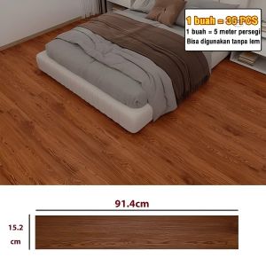 REAIM Floor Vinyl Lantai Stiker Motif Kayu 91.5cm x 15.2cm PVC parquet Dengan Lem(36 Pcs)