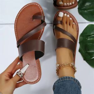 [Free Shipping] Spring And Summer New Large-Size WomenS Shoes Slip-On Fashionable And Comfortable Flat WomenS Sandals