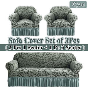 3 in 1 Sofa Cover Set for 3 Seater and 2 Single Set Skirt Universal Cover Couch Cover Anti-Skid Stretch Slipcover elegant Cushion Cover