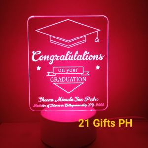 Graduation Plaque Customized Gift Souvenir Acrylic LED Lamp Congratulatory Memorabilia with Text engrave