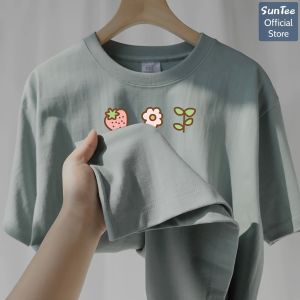 Áo thun nữ form vừa SUNTEE STFV214 phong cách basic in hình 114 vải cotton 250GSM cao cấp thoáng mát