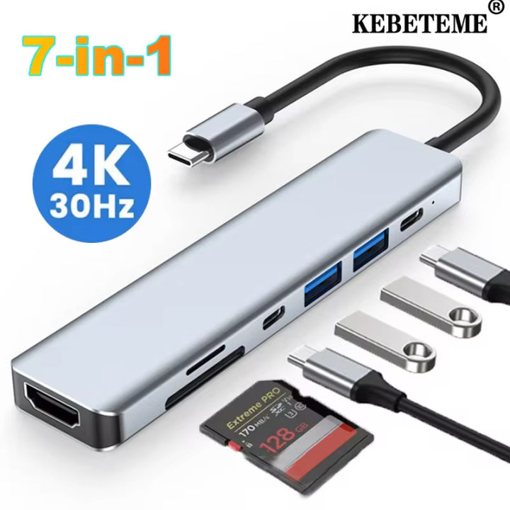 Kebememe 7 trong 1 USB C HUB USB 3.0 HDMI 4K 60Hz video USB2.0 SD Đầu ...