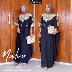 Nadine Kaftan Bordir Detail Mote Babydoll Ceruti Premium Fit to XXXL Pj 140 cm (Tanpa Inner)